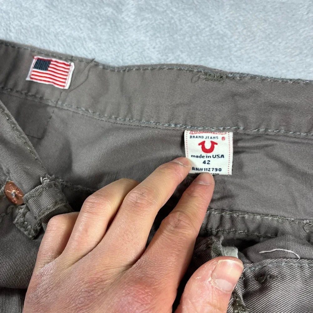 True‎ Religion Joey Super T Mens Gray Twill Pants Made in USA Size 42 13107